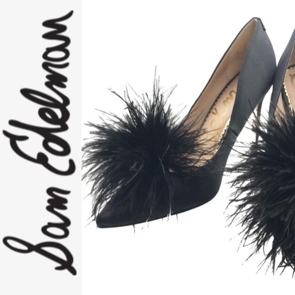Sam Edelman Black Feather Pumps - Size 8.5